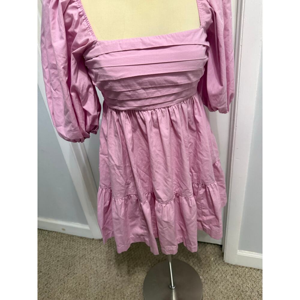 Abercrombie & Fitch Ruched Puff Sleeve Poplin Mini Dress XS Light Purple - Picture 8 of 8